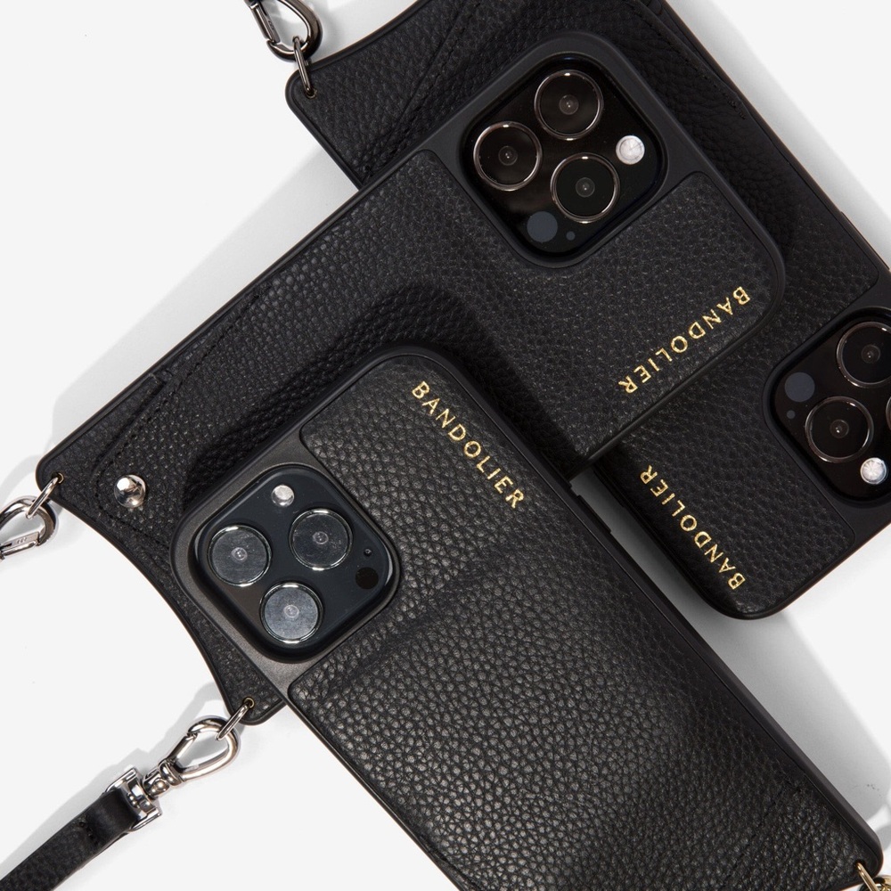 Bandolier Emma iPhone 15 Phone Case – Black/Gold | Strap Compatible